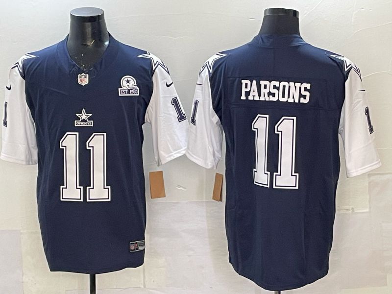 Men 2025 Nike Dallas Cowboys #11 Parsons Drak Blue 4th generation Limited NFL Jersey 01